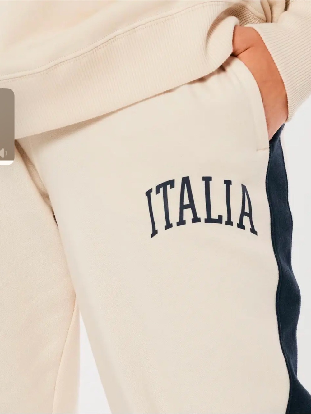 Hollister Cream Joggers with Black Side Stripe - Picture 3 of 6